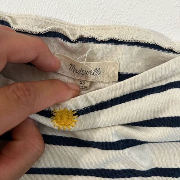Madewell Embroidered Sun Setlist Boxy Top Striped Women’s Cropped crop shirt siz - Picture 3 of 9